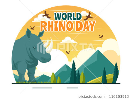 World Rhino Day Vector Illustration on September 22 for Rhinos Lovers and Defenders or Animal Protection Advocates in a Flat Cartoon Background World Rhino Day Vector Illustration on September 22 for Rhinos Lovers and Defenders or Animal Protection Advocates in a Flat Cartoon Background 116103913