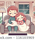 Parents and children who fell asleep while watching TV 116103969