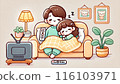 Parents and children who fell asleep while watching TV 116103971