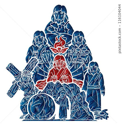 Jesus Christ Cartoon Miracles of Jesus in the Bible Mix Story Graphic Vector Jesus Christ Cartoon Miracles of Jesus in the Bible Mix Story Graphic Vector 116104044
