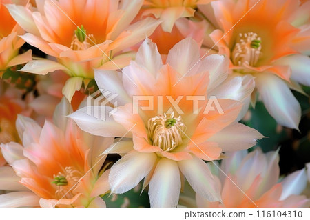 Beautiful light orange flowers of cactus 116104310