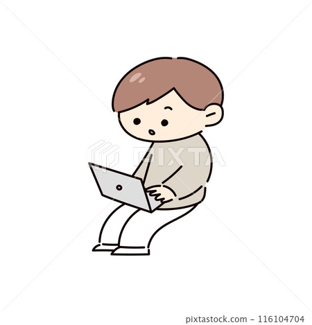 在計算機上工作的人的插圖 116104704