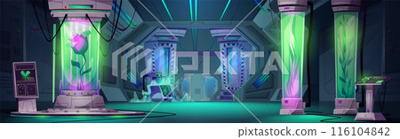Space ship hall interior with lab inside. 116104842