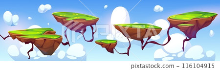 Arcade game level landscape with island platform 116104915