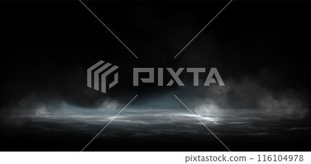 Water surface with magic glow and smoke on top. 116104978