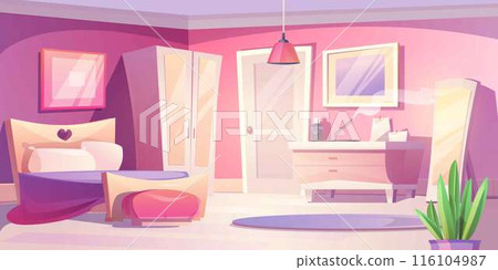 Pink bedroom interior design 116104987