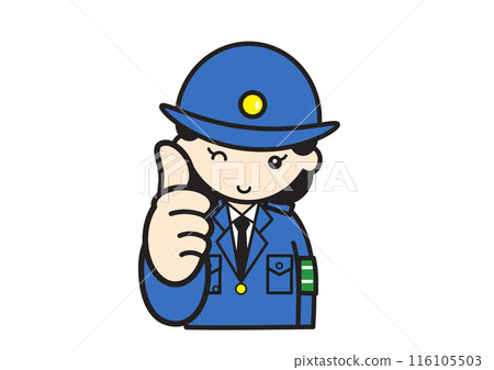 Policewoman giving a thumbs up pose Policewoman giving a thumbs up pose 116105503