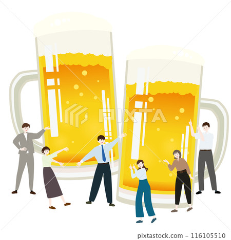 Vector illustration of a coworker drinking beer Vector illustration of a coworker drinking beer 116105510