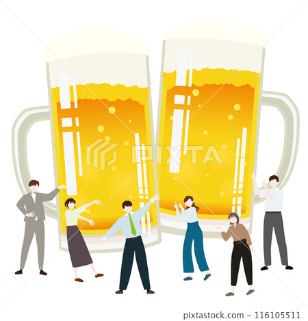 同事喝啤酒圖像的向量圖解 116105511