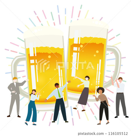 不同人群享用生啤酒圖像的向量圖解 116105512