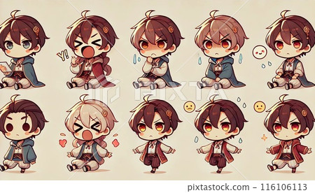 Adventurer character emotion expression set 116106113