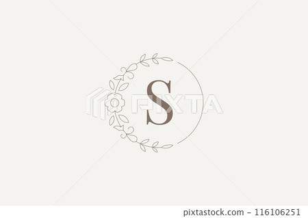 Elegant blossom floral circle outline logo for cosmetology design template vector illustration 116106251