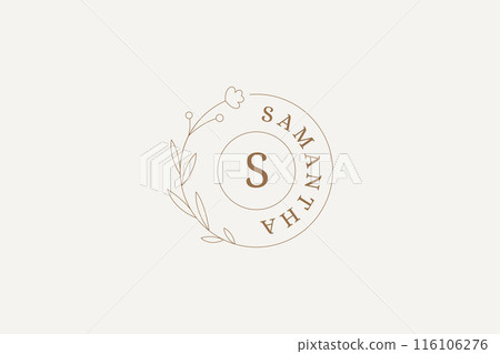 Beautiful wildflower circle outline logo monogram design template vector illustration 116106276