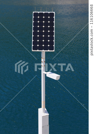 Solar lights on the pier at Misaki Port's ferry terminal Solar lights on the pier at Misaki Port's ferry terminal 116106668