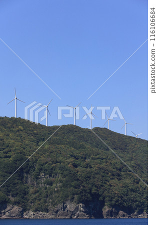 Wind turbines at Misaki Wind Park, a wind power plant located at the tip of the Sadamisaki Peninsula Wind turbines at Misaki Wind Park, a wind power plant located at the tip of the Sadamisaki Peninsula 116106684