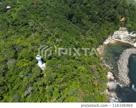 Miyagi Shichigahama Hanafuchi Lighthouse (drone aerial photography) Miyagi Shichigahama Hanafuchi Lighthouse (drone aerial photography) 116106968