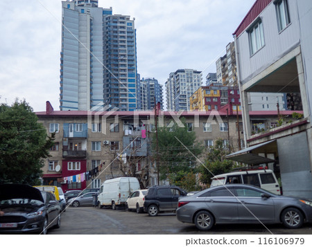 Simple yard to the south. Street in cloudy weather. Simple yard to the south. Street in cloudy weather. 116106979