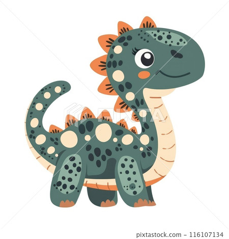An adorable flat-style illustration of a little dinosaur An adorable flat-style illustration of a little dinosaur 116107134