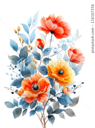 Elegant Watercolor Floral Arrangement in Soft Hues Elegant Watercolor Floral Arrangement in Soft Hues 116107356