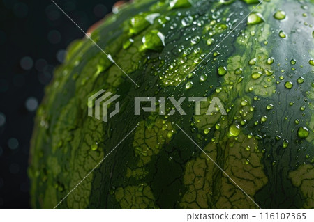 Vibrant Watermelon Rind Texture with Fresh Water Droplets 116107365