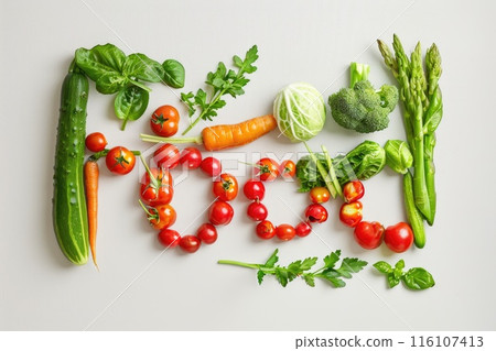 Fresh Vegetables Arranged in Rainbow Colors on White Background 116107413