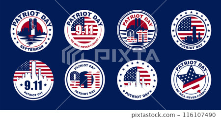 Set of various Patriot day in the USA graphic elements and labels icon Set of various Patriot day in the USA graphic elements and labels icon 116107490