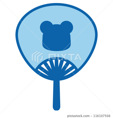 Illustration material: fan, hand-drawn, bear 116107508