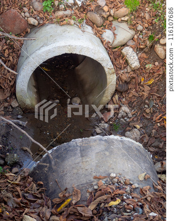 Sewer system. Pipe going outside. City communications Sewer system. Pipe going outside. City communications 116107686