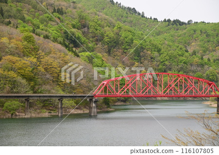 金州湖上的紅色鐵橋 金州湖上的紅色鐵橋 116107805