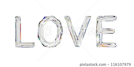 Love word arranged by letters made of natural transparent diamond-like material Love word arranged by letters made of natural transparent diamond-like material 116107979