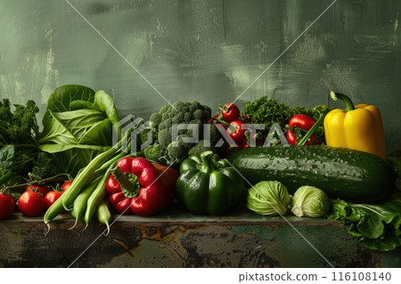 Fresh Organic Vegetables on Rustic Tabletop for Healthy Eating Fresh Organic Vegetables on Rustic Tabletop for Healthy Eating 116108140