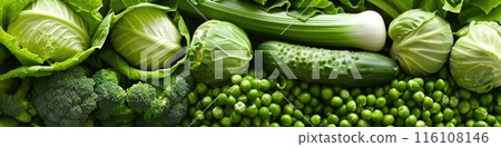 Fresh Green Leafy Vegetables Assortment Panorama 116108146