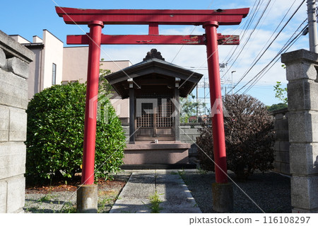 Red torii gate and small Inari shrine 116108297