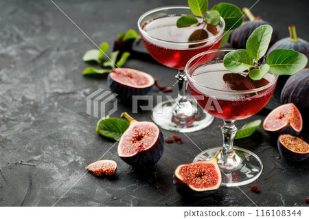 Refreshing Fig Cocktail with Mint Garnish Refreshing Fig Cocktail with Mint Garnish 116108344