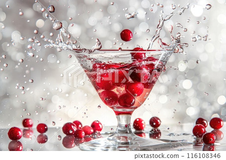 Sparkling Berry Splash in Glass on Vibrant Background Sparkling Berry Splash in Glass on Vibrant Background 116108346