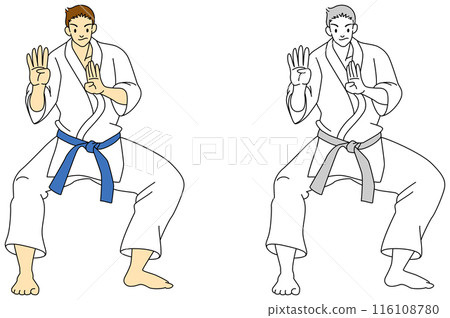 Illustration set of athletes demonstrating karate forms Illustration set of athletes demonstrating karate forms 116108780