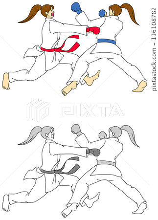 運動員做空手道組手的插畫集 116108782