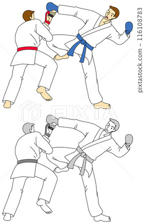 運動員做空手道組手的插畫集 116108783