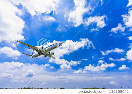 Osaka Airport (Itami Airport) in summer, landing plane, Toyonaka City, Osaka Prefecture Osaka Airport (Itami Airport) in summer, landing plane, Toyonaka City, Osaka Prefecture 116109041