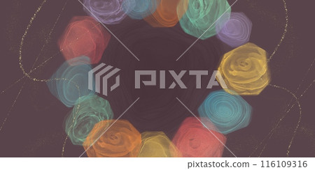 Horizontal abstract banner with multiple polygonal ornaments in jewel-inspired colorful alcohol ink art on brown background Horizontal abstract banner with multiple polygonal ornaments in jewel-inspired colorful alcohol ink art on brown background 116109316