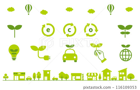 Icon set related to eco, ecology, and eco-town 116109353