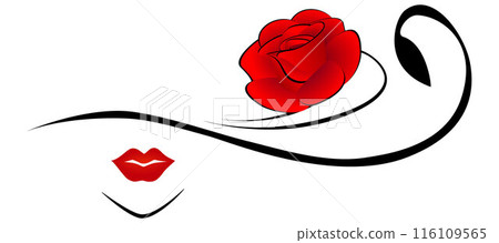 Abstract portrait of a girl with a red flower. 116109565