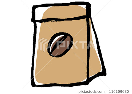 Brush-touch illustration of a bag of coffee beans Brush-touch illustration of a bag of coffee beans 116109680