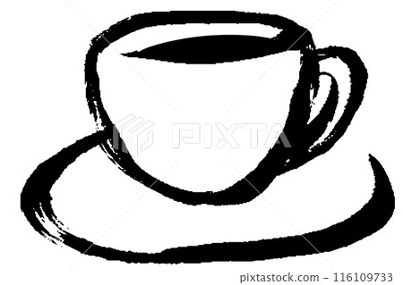 帶有刷子觸摸的咖啡杯插圖 帶有刷子觸摸的咖啡杯插圖 116109733
