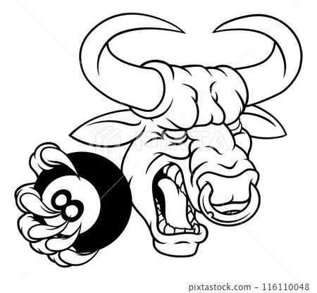 Bull Minotaur Longhorn Cow Pool Mascot Cartoon Bull Minotaur Longhorn Cow Pool Mascot Cartoon 116110048
