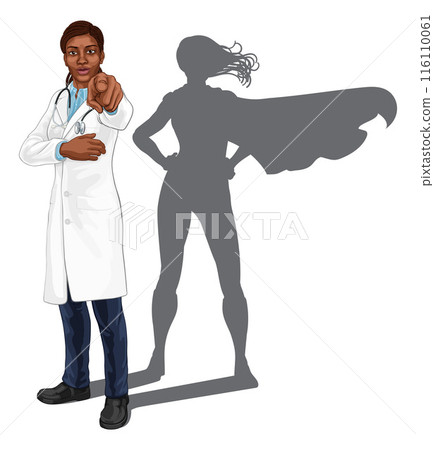 Super Hero Black Woman Doctor Superhero Pointing 116110061
