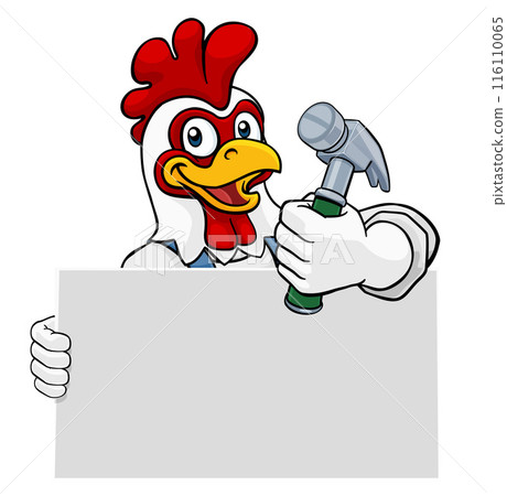 Chicken Rooster Hammer Cartoon Handyman Carpenter 116110065