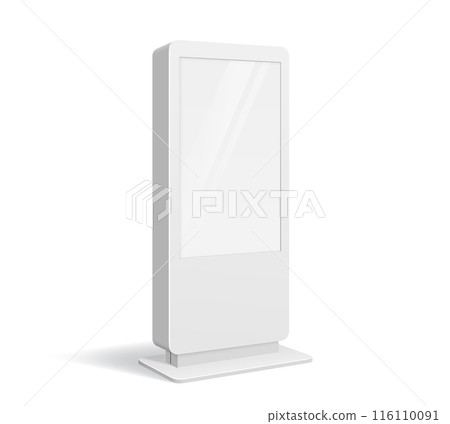 Advertise retail stand display mockup. Isolated 3d vector outdoor billboard for showcasing product or promotions. Durable and weather-resistant screen attract attention and boosts visibility on street Advertise retail stand display mockup. Isolated 3d vector outdoor billboard for showcasing product or promotions. Durable and weather-resistant screen attract attention and boosts visibility on street 116110091