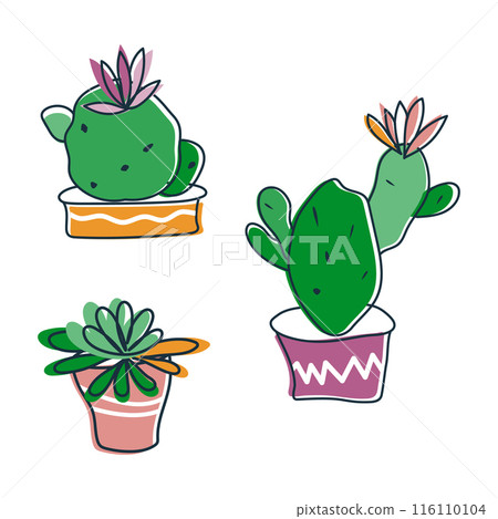 Cactus, houseplant cartoon icon set. Hand drawn doodle cute bright illustration, naive childlike design, green lilac yellow colour palette. Good for web poster, journal, banner, card. Vector Cactus, houseplant cartoon icon set. Hand drawn doodle cute bright illustration, naive childlike design, green lilac yellow colour palette. Good for web poster, journal, banner, card. Vector 116110104