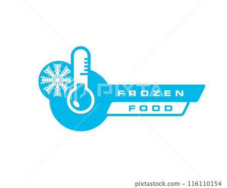 Frozen food product icon, ice crystal label....-插圖素材 [116110154] - PIXTA圖庫